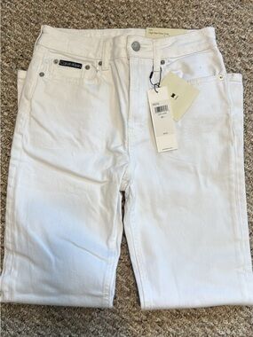 Calvin Klein Women’s White High Rise Flare Crop Jeans